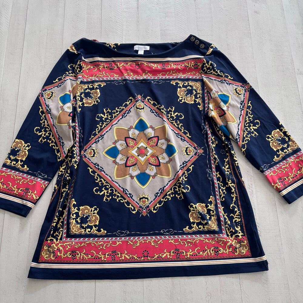Charter Club Elegant Nautical Boho 3/4 Sleeve Lightweight Top Size XL in EUC